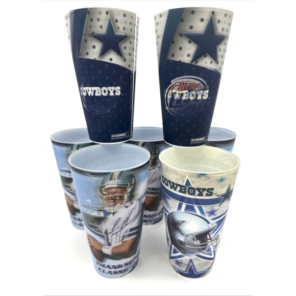 7 Dallas Cowboys, 2003 Thanksgiving ‘06, ‘07Hologram Cup Troy Aikman Miller Lite - Picture 1 of 7